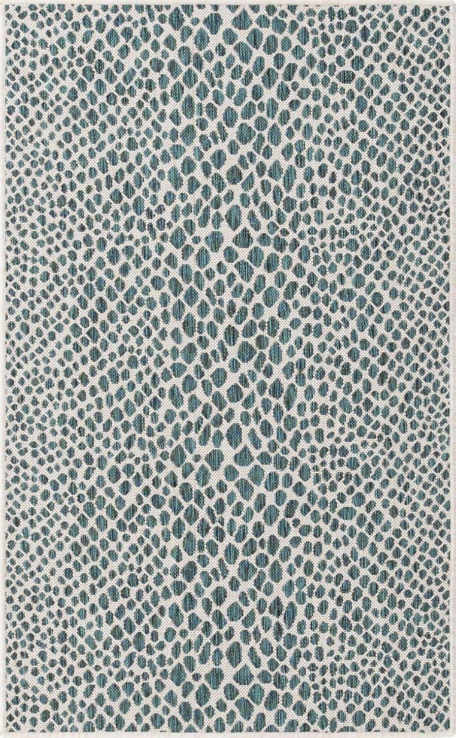 Jill Zarin Outdoor Collection Area Rug - Cape Town (3' 1" x 5' 3" Rectangle Teal/Ivory)