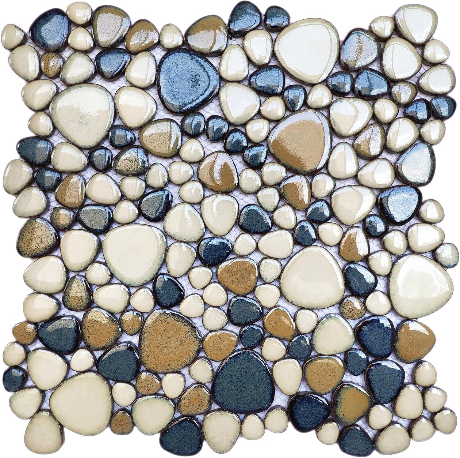 Blue Porcelain Pebbles / Rocks Wall & Floor Tile