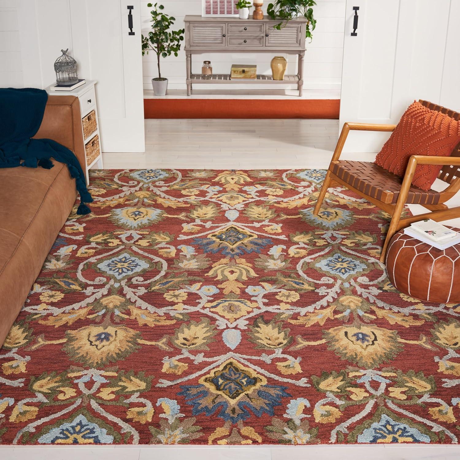 Blossom BLM402 Hand Tufted Area Rug - Red/Multi - 8'x10' - Safavieh.
