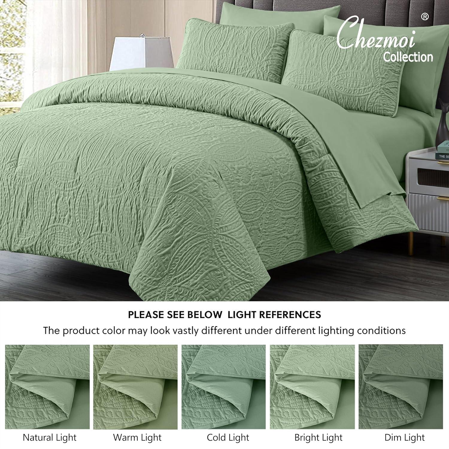 Chezmoi Collection Liam Microfiber 7 Piece Bed in a Bag Comforter Set