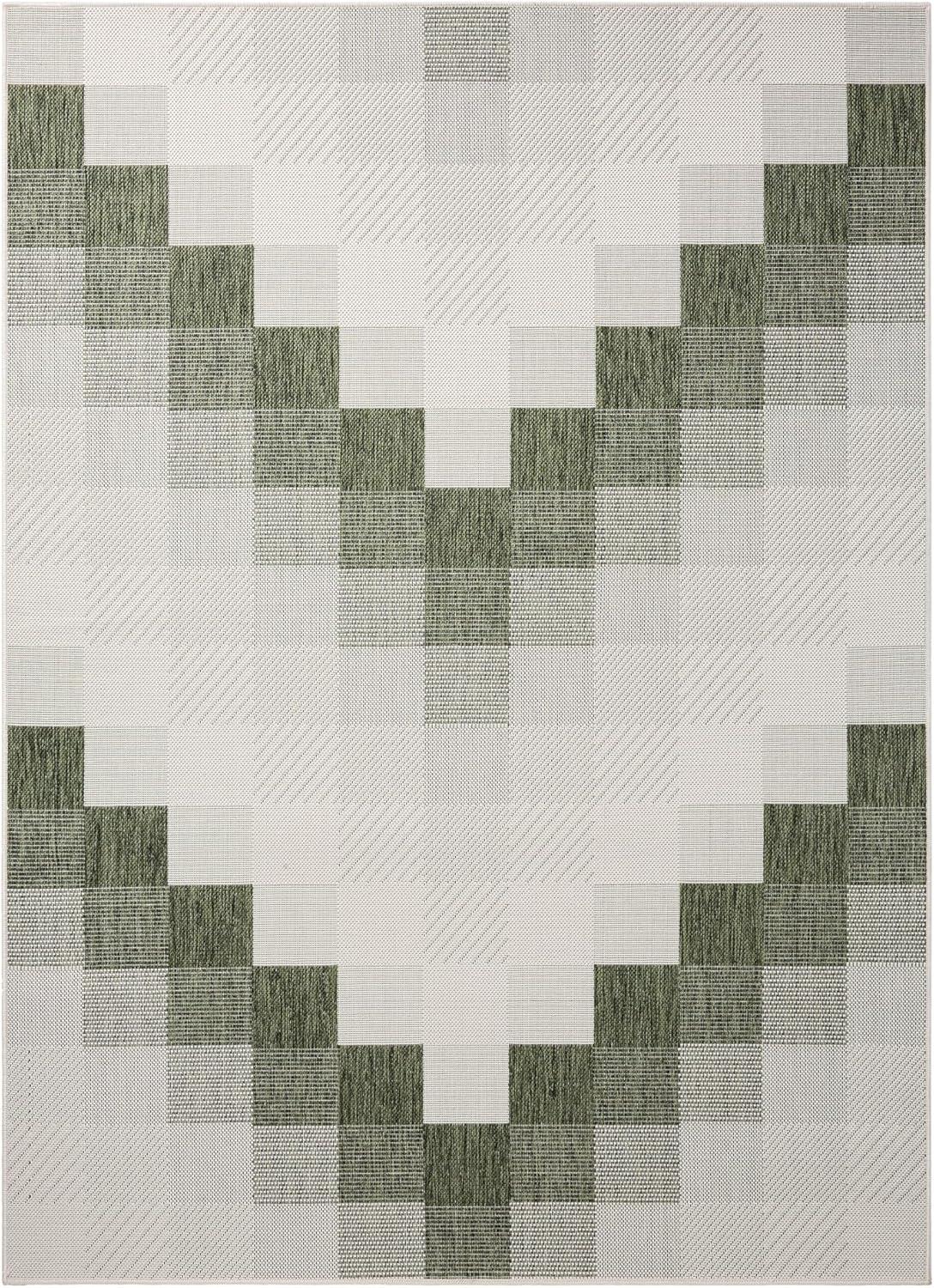 NICOLE MILLER NEW YORK Patio Country Ombre Chevron Outdoor Area Rug, Green/Cream