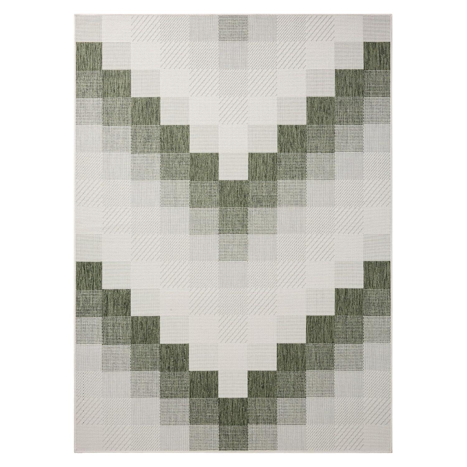 NICOLE MILLER NEW YORK Patio Country Ombre Chevron Outdoor Area Rug, Green/Cream