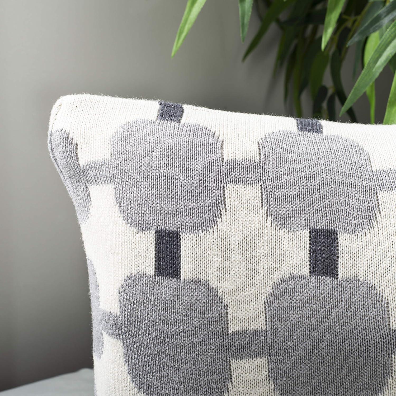 Gray Embroidered Geometric Square Pillow Set