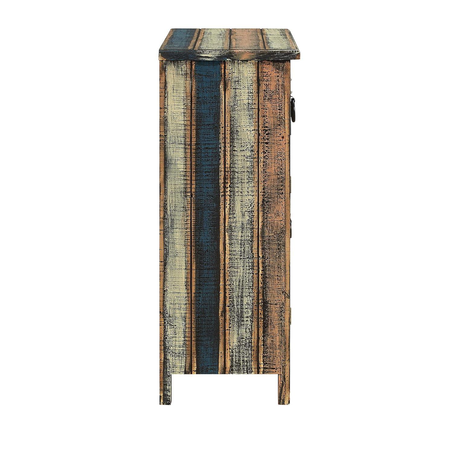 Powell Calypso Rustic 2-Door Wood Indoor Console Table with 2 Drawers, Multicolor