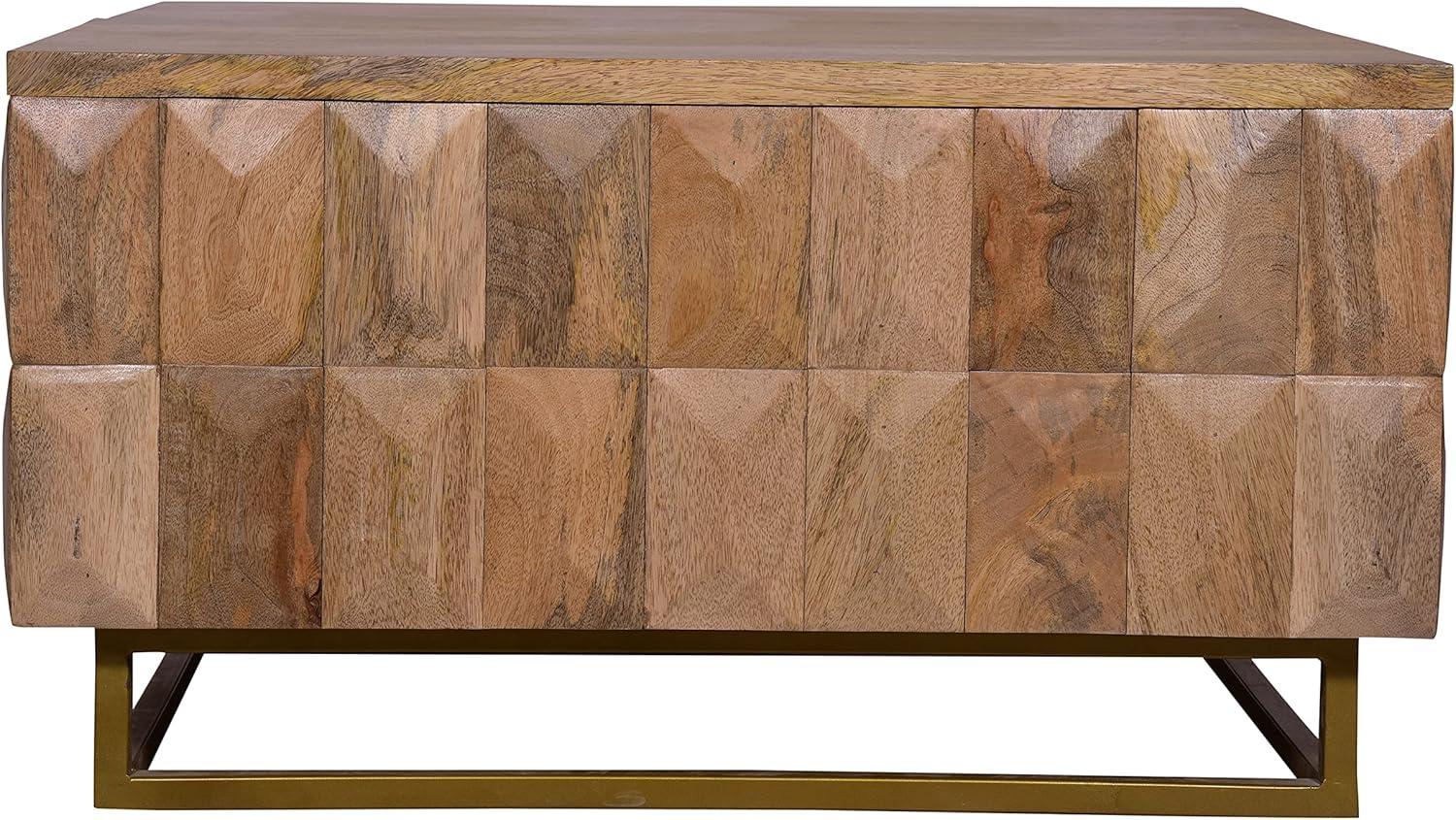 The Urban Port 33" Lift Top Storage Trunk Coffee Table Square Mango Wood Natural Brown