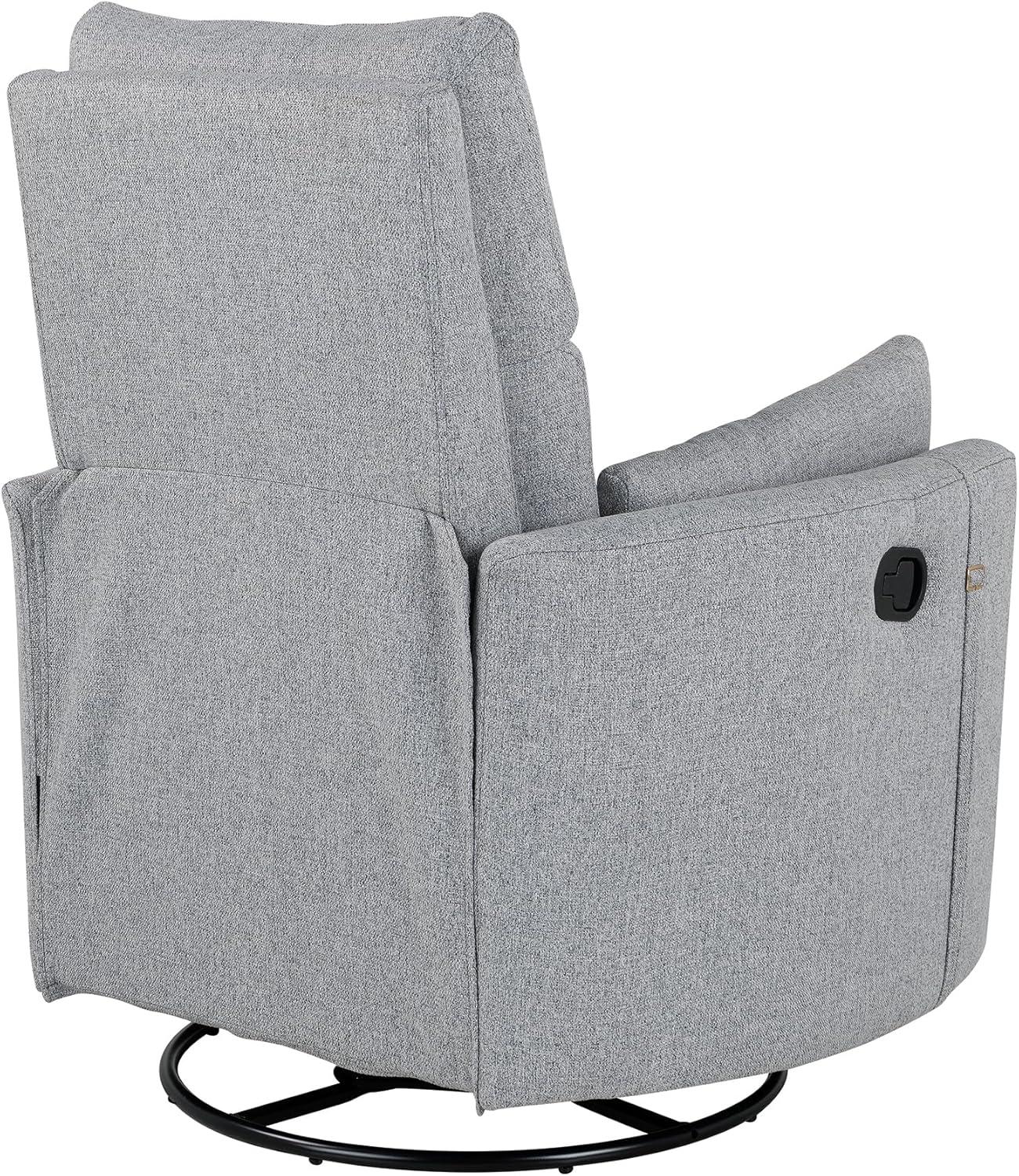 Swivel Rocker Glider Nursery, Manual Recliner Chair Single Sofa Chair for Adults, Linen Fabric Rocker Chair with Removable Pillows for Living Room, Bedroom, Dark Grey