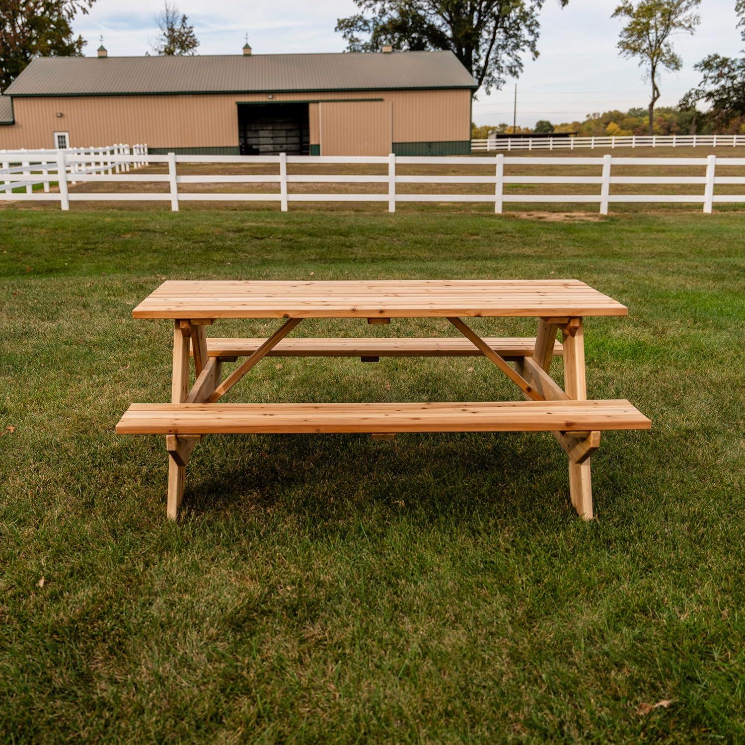 Rectangular Cedar Outdoor Picnic Table