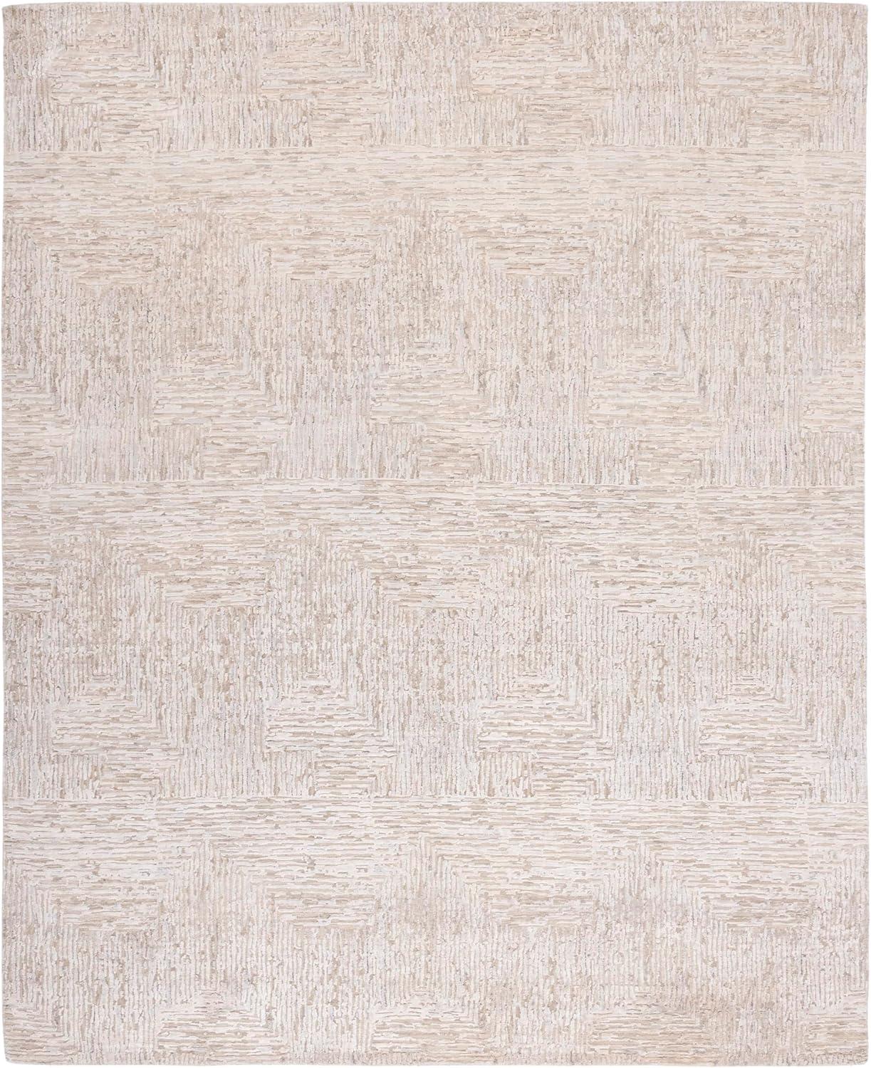 Gray Hand-Knotted Wool Viscose 10' x 14' Rug