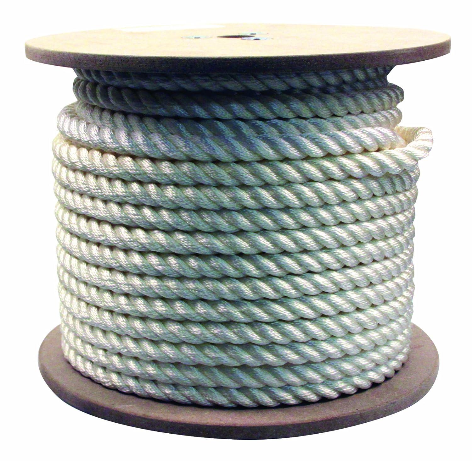 Rope King TN-34200, Twisted Nylon Rope, 3/4" x 200', White, 1 Each