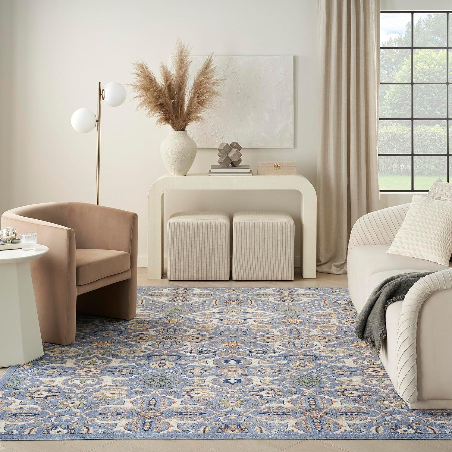 Nourison Allur Boho Indoor Area Rug Light Blue 7' x 10'