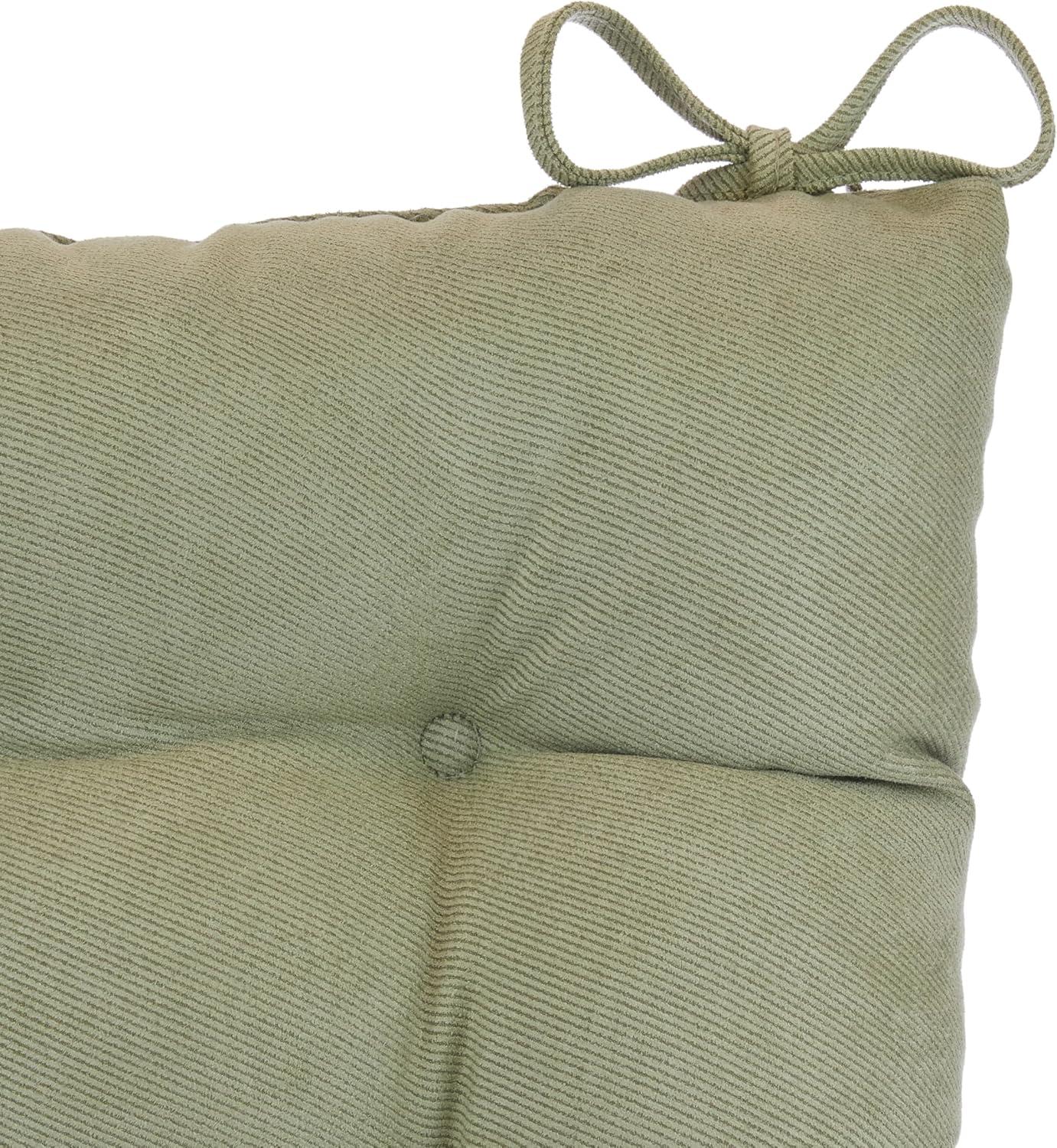 Klear Vu Omega Non-Slip Rocking Chair Cushion Set, Assembled in USA, Thick Padding & Tufted Design, Includes Seat Pad & Back Pillow with Ties, 17x17 Inches, 2-Piece Set, Twillo Thyme