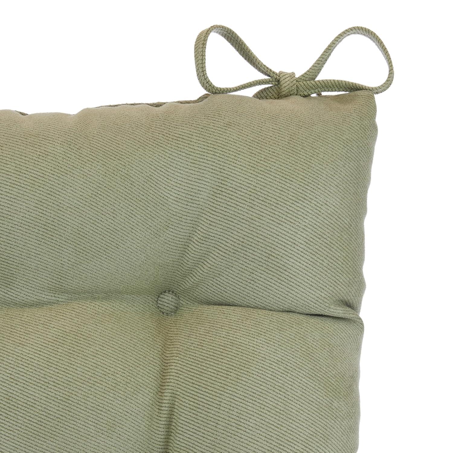 Klear Vu Omega Non-Slip Rocking Chair Cushion Set, Assembled in USA, Thick Padding & Tufted Design, Includes Seat Pad & Back Pillow with Ties, 17x17 Inches, 2-Piece Set, Twillo Thyme