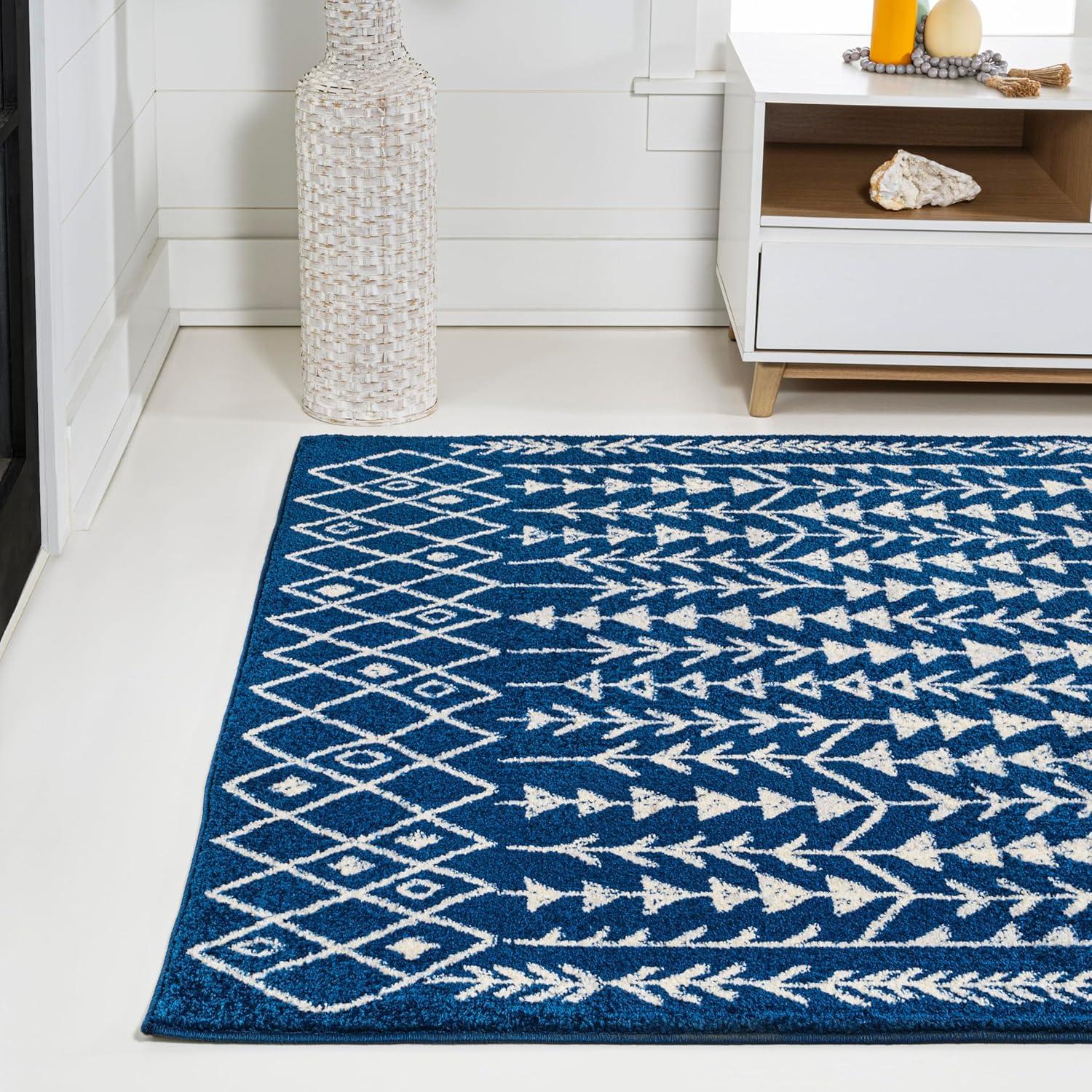JONATHAN Y Ziri Moroccan Geometric Navy/Cream 3 ft. x 5 ft. Area Rug