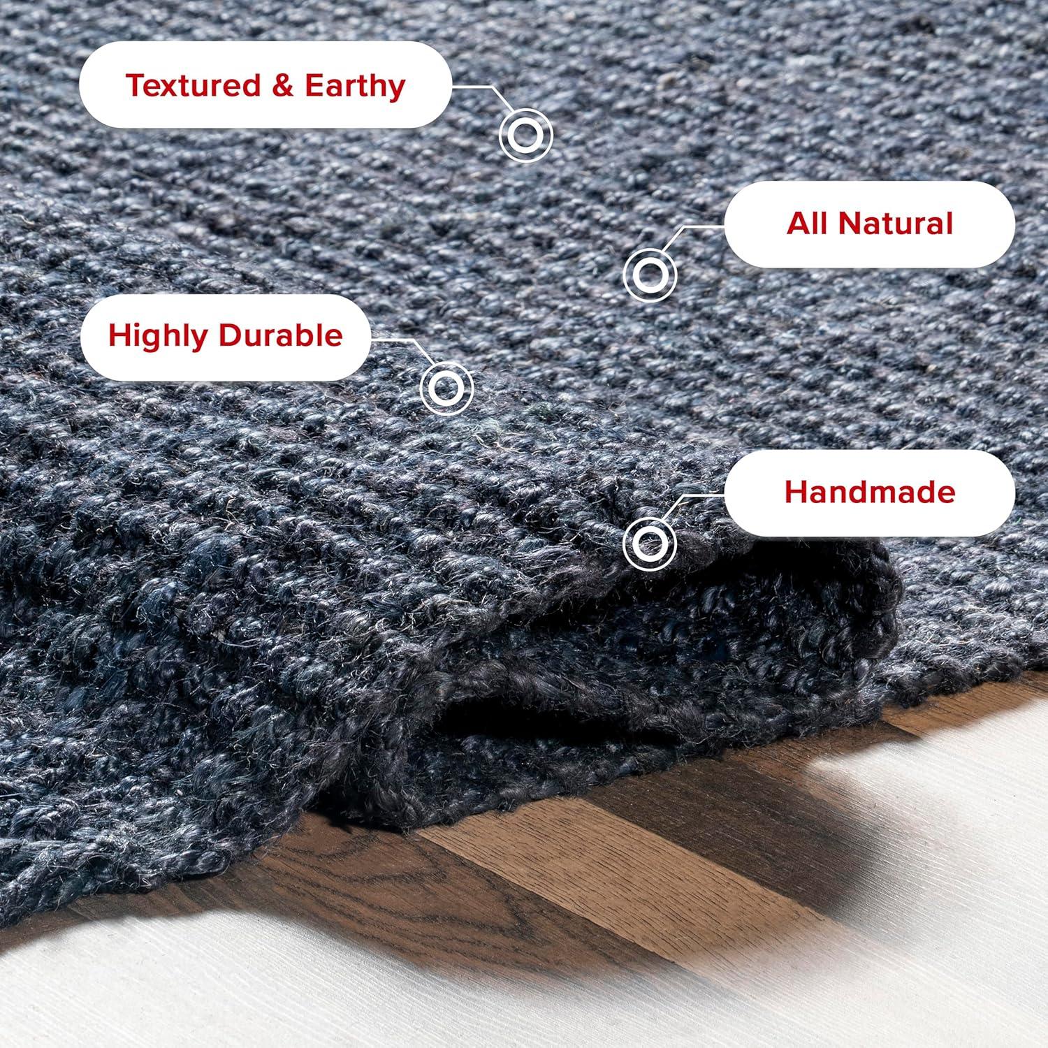 nuLOOM Daniela Chunky Jute Navy 3' x 5' Farmhouse Area Rug