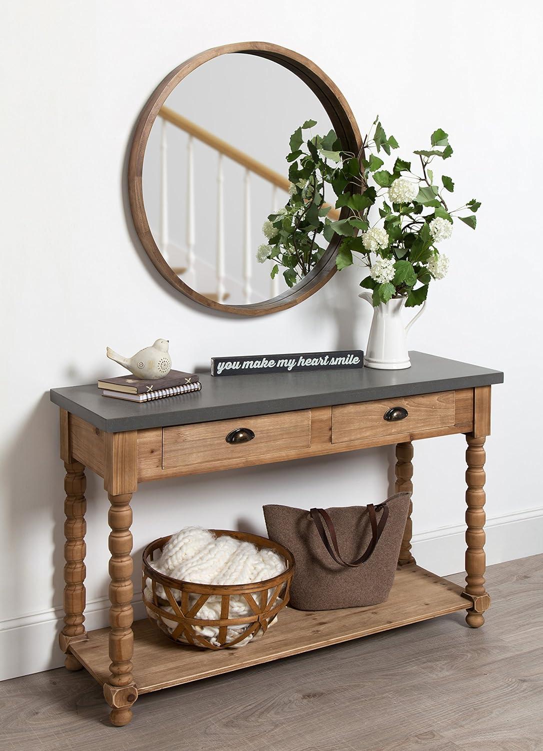 Rustic Wood and Concrete Gray Console Table with Storage