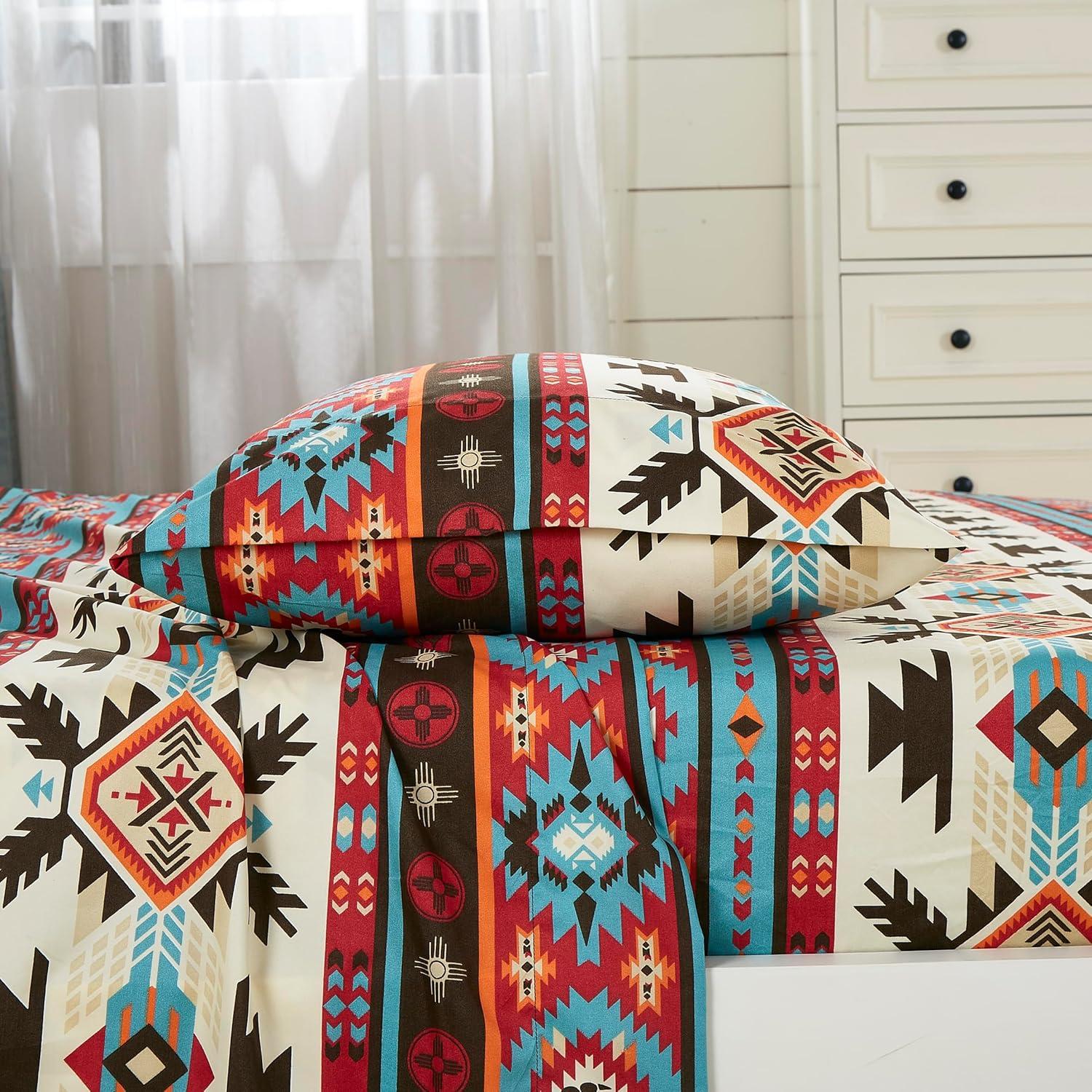 Chezmoi Collection Southwestern Geometric Printed Microfiber Bed Sheet Set