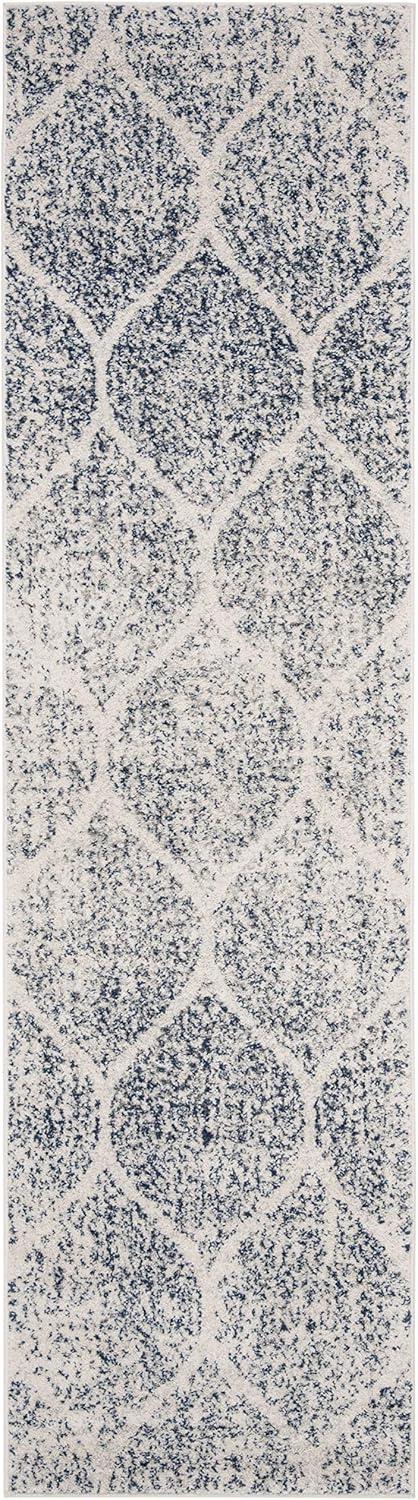 Madison MAD604 Power Loomed Indoor Runner Rug - Cream/Royal Blue - 2'3"x22' - Safavieh
