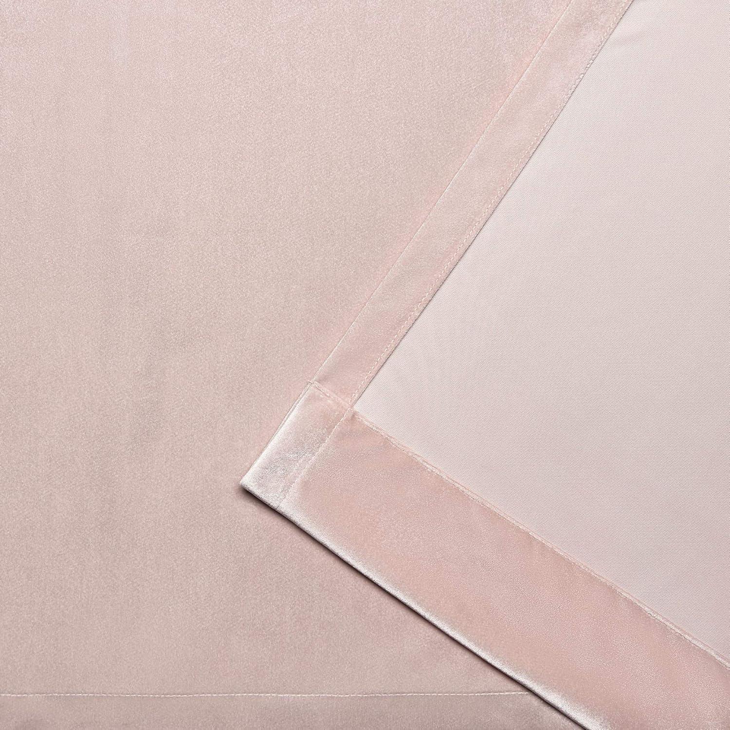 Set of 2 (84"x54") Velvet Back Tab Light Filtering Window Curtain Panels Blush Pink - Exclusive Home: Polyester, OEKO-TEX Certified