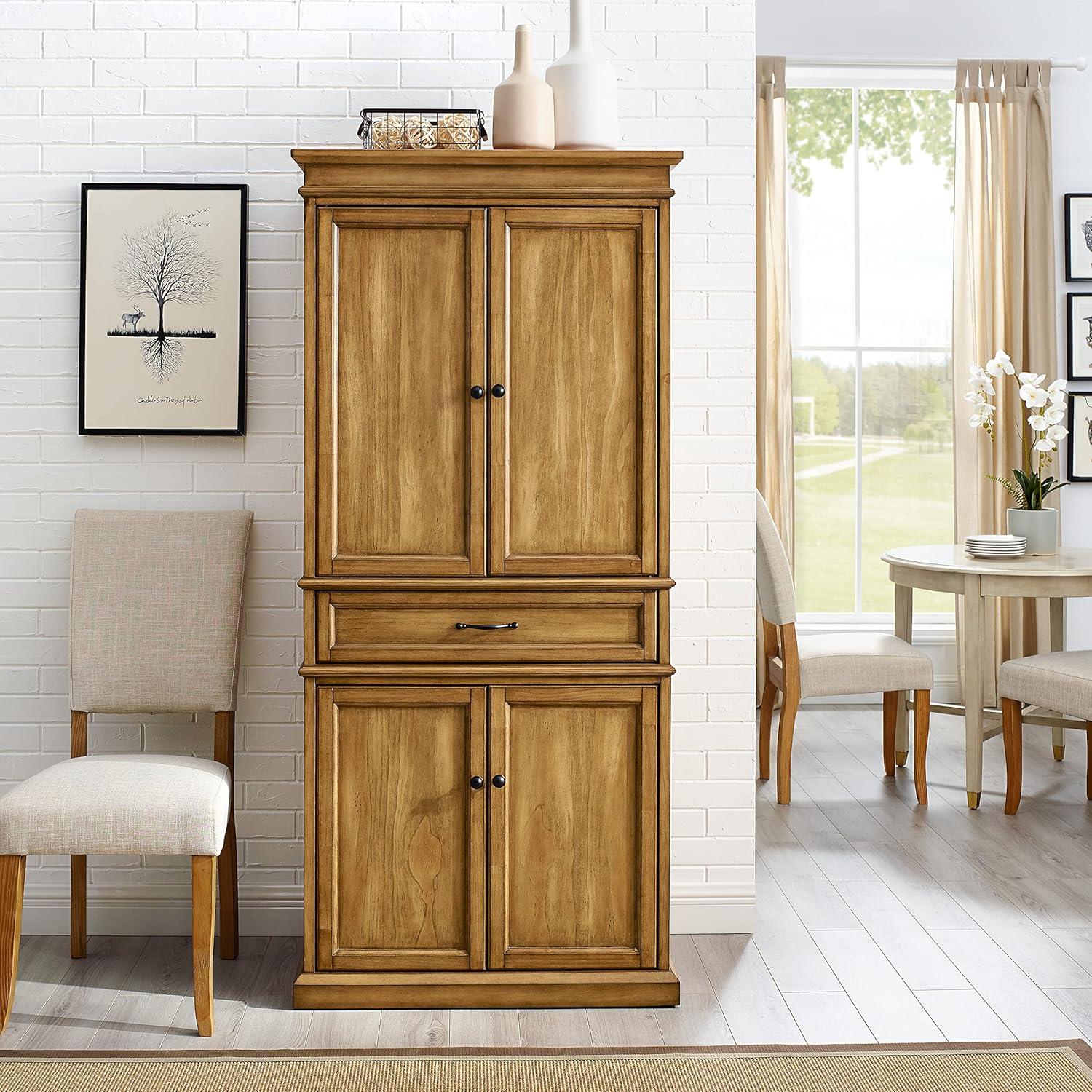 Parsons Pantry Storage Wood/Mahogany - Crosley: Adjustable Shelving, Drawer, Traditional Style