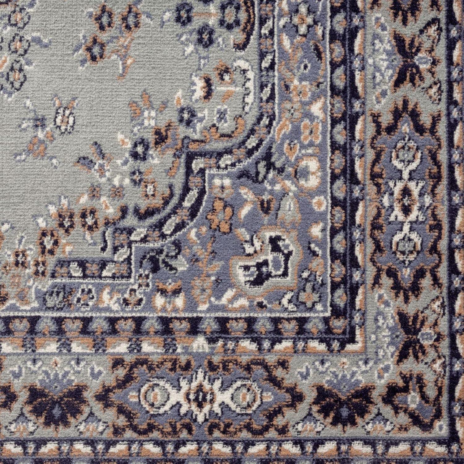 Home Dynamix Ariana Ksara Traditional Medallion Border Area Rug, Grey/Blue, 3-Piece Set