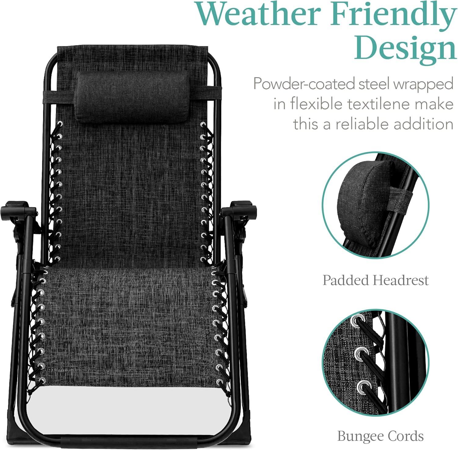 Oversized Zero Gravity Chair, Folding Outdoor Recliner W/ Removable Cushion