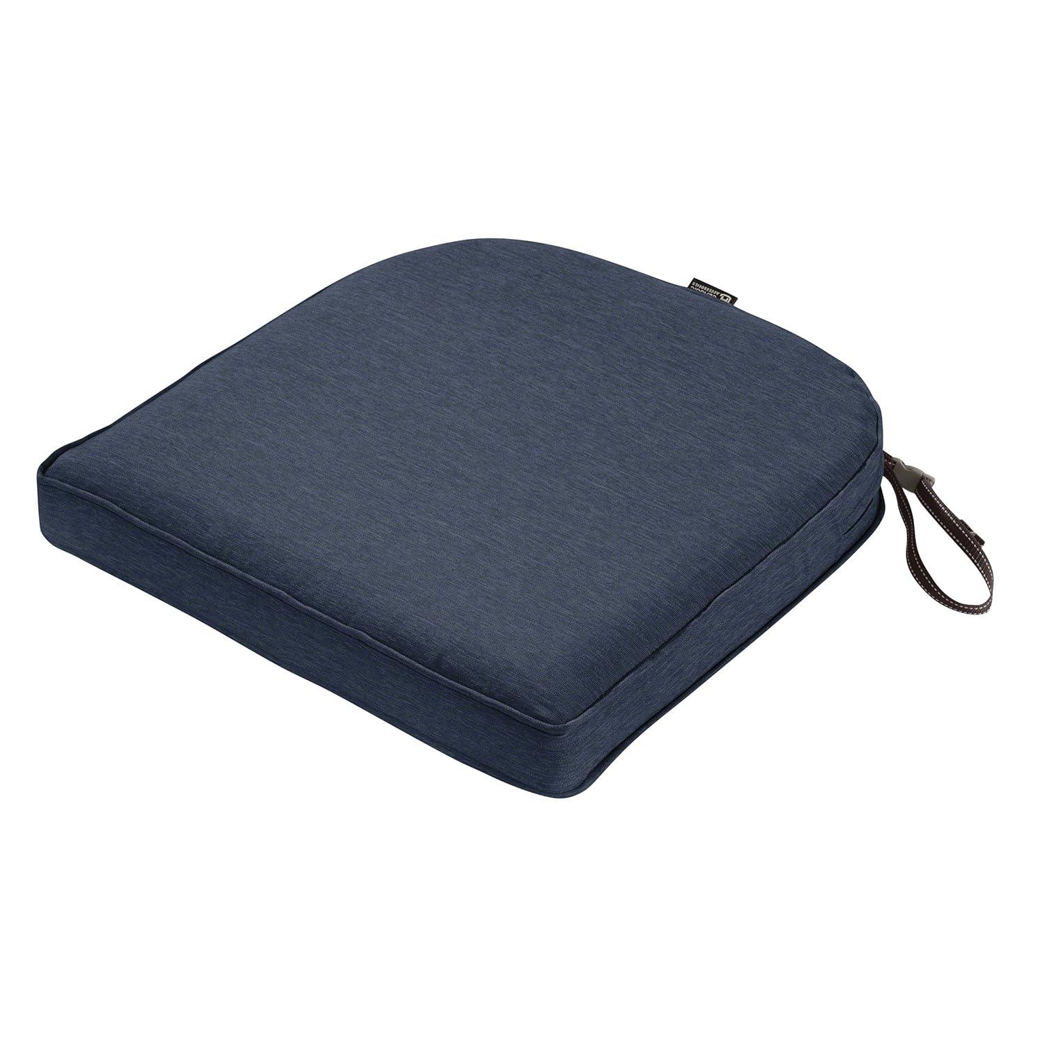 Classic Accessories Montlake FadeSafe Water-Resistant Contoured Patio Dining Seat Cushion, 18 x 18 x 2 inch, Heather Indigo