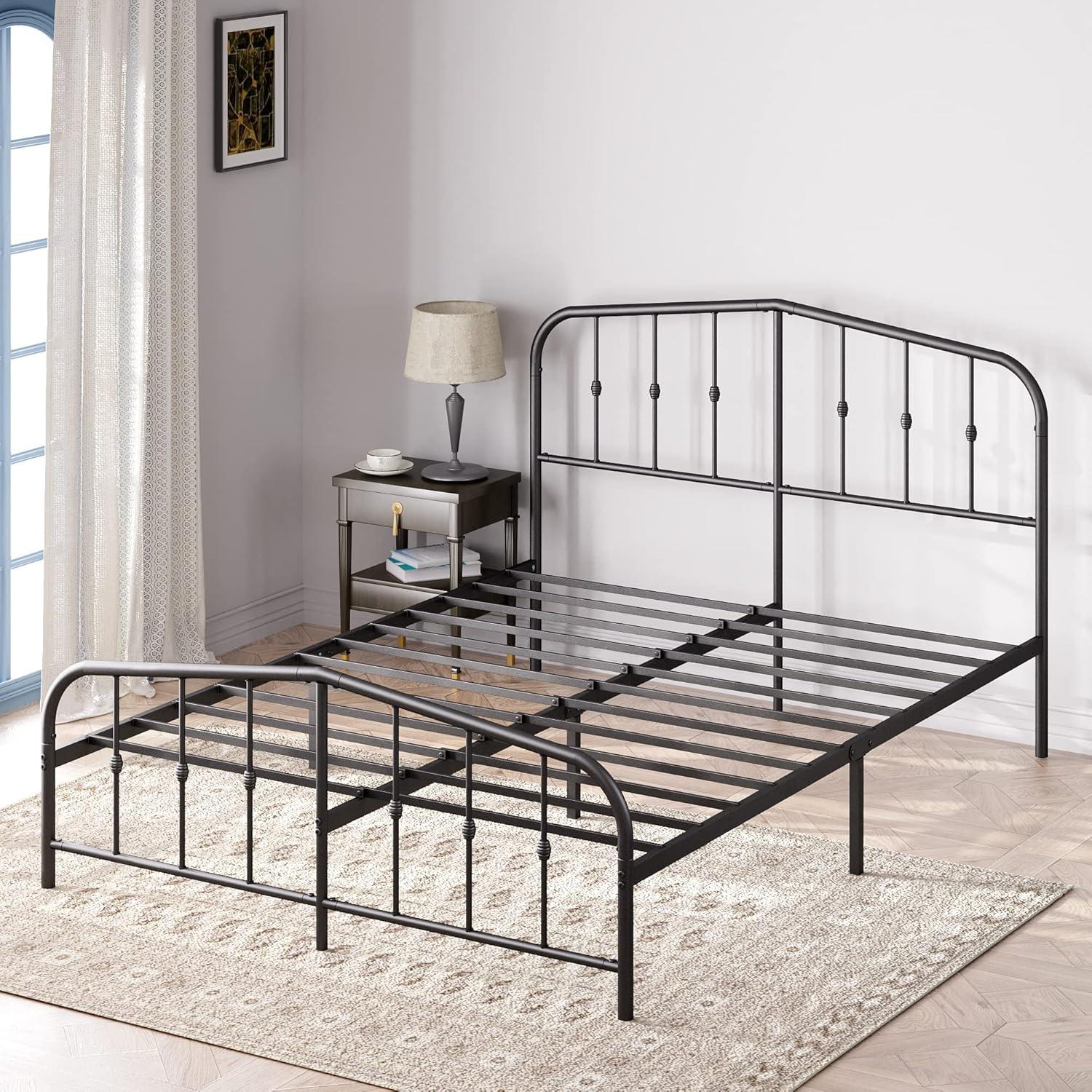 Zinus Queen Heidi Metal Platform Bed Frame White: Contemporary Style, Steel Construction, No Box Spring Needed, Max 700 lbs