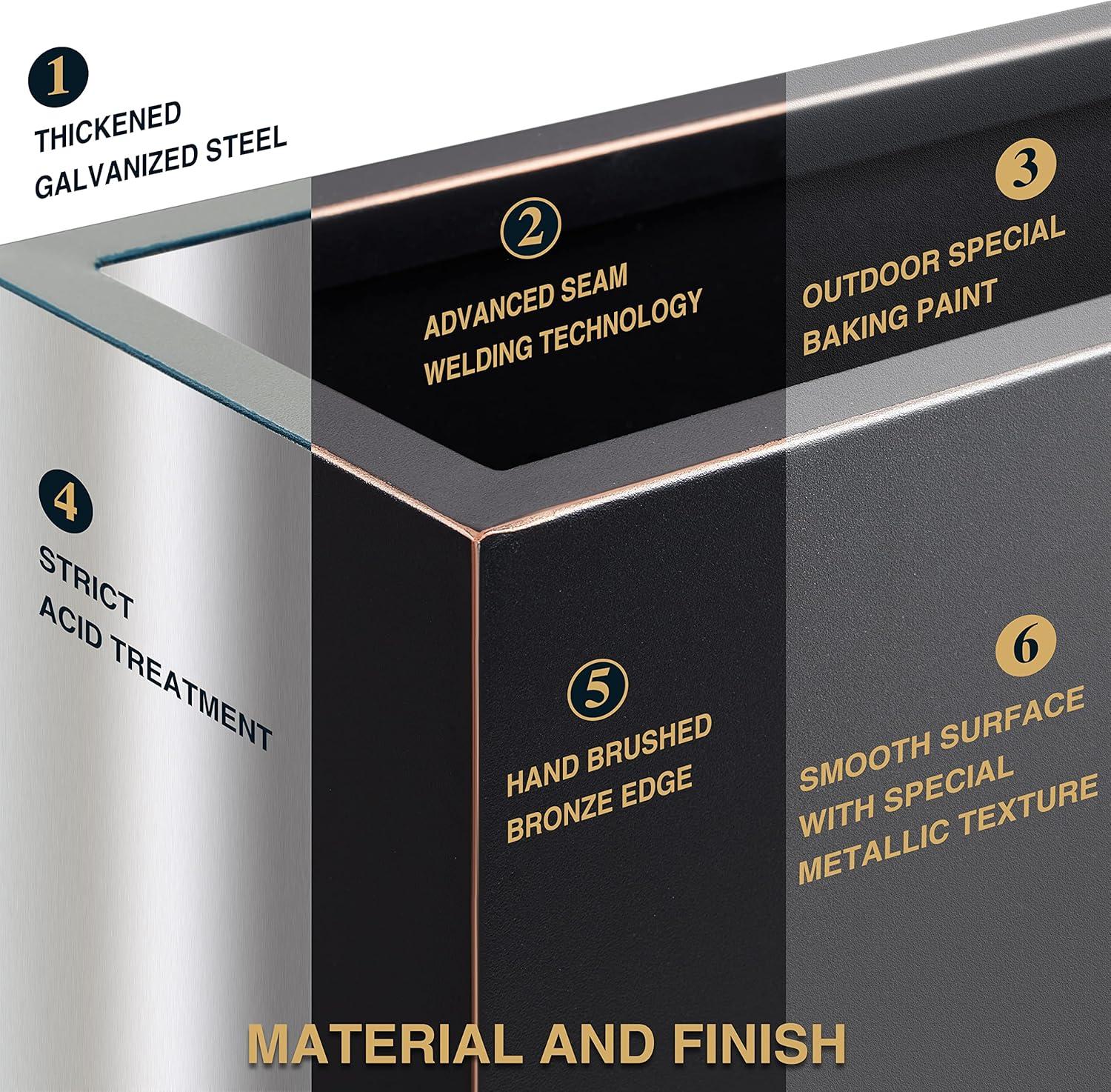 Metallic Heavy Planter for Outdoor Plants, 38Lx10Wx30H Inches Tall and Long Metal Divider Planter Box - 38"x30"x10" Espresso