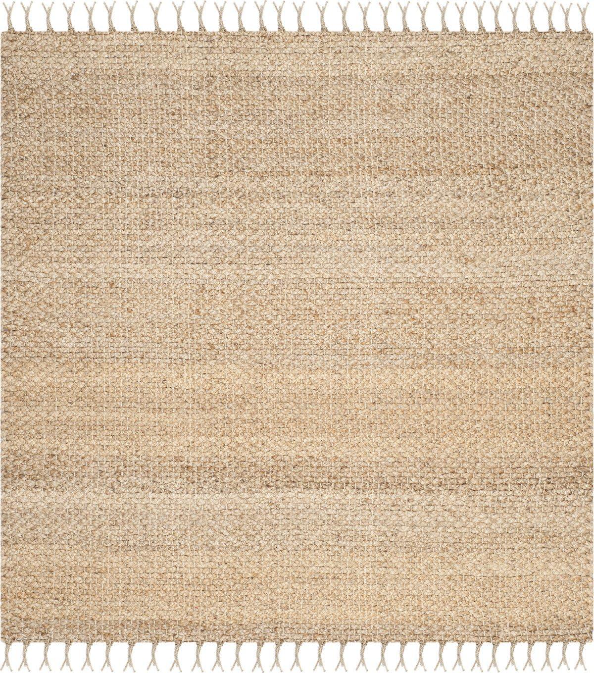 SAFAVIEH Natural Fiber Tangier Solid Braided Fringe Jute Area Rug, Natural, 9' x 12'