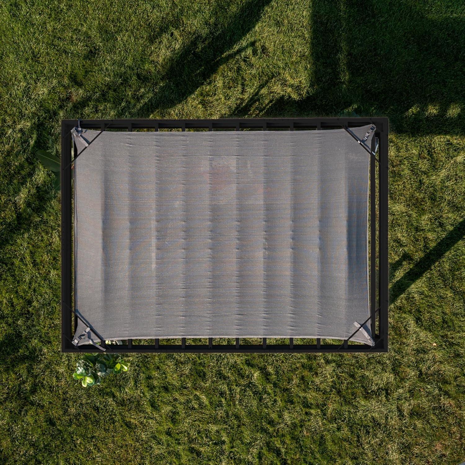 Backyard Discovery Backyard Discovery Windham 14' x 10' Modern Galvanized Steel Outdoor Patio Pergola Kit with Shade Sail Canopy and PowerPort