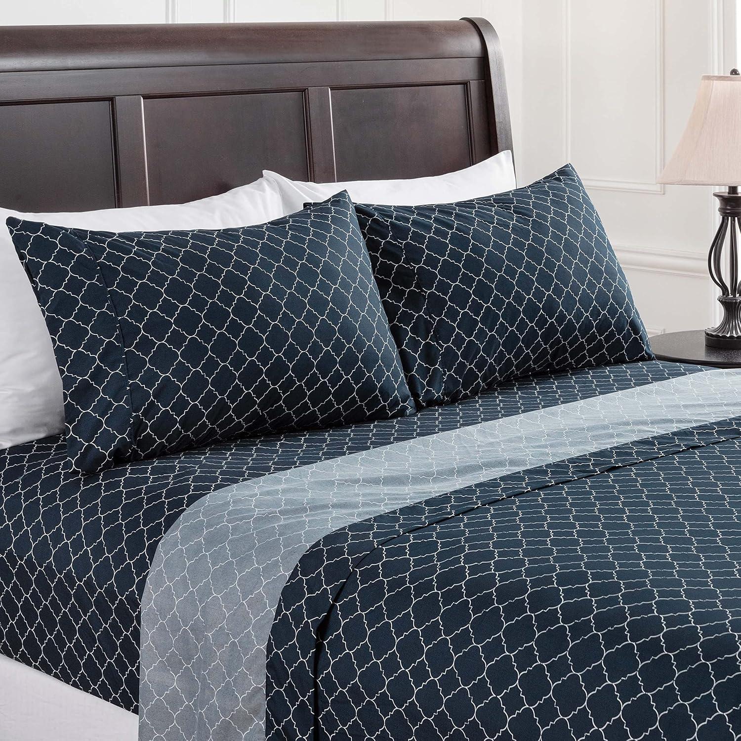 Chanasya Quatrefoil Geometric Print Microfiber Sheet Set