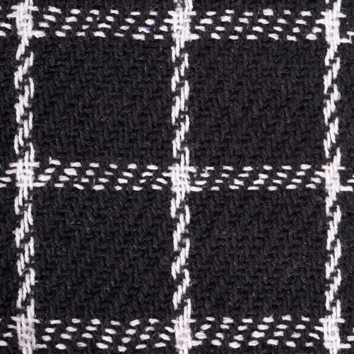 DII 50x60" Modern Cotton Checked Plaid Throw with Fringe in Black