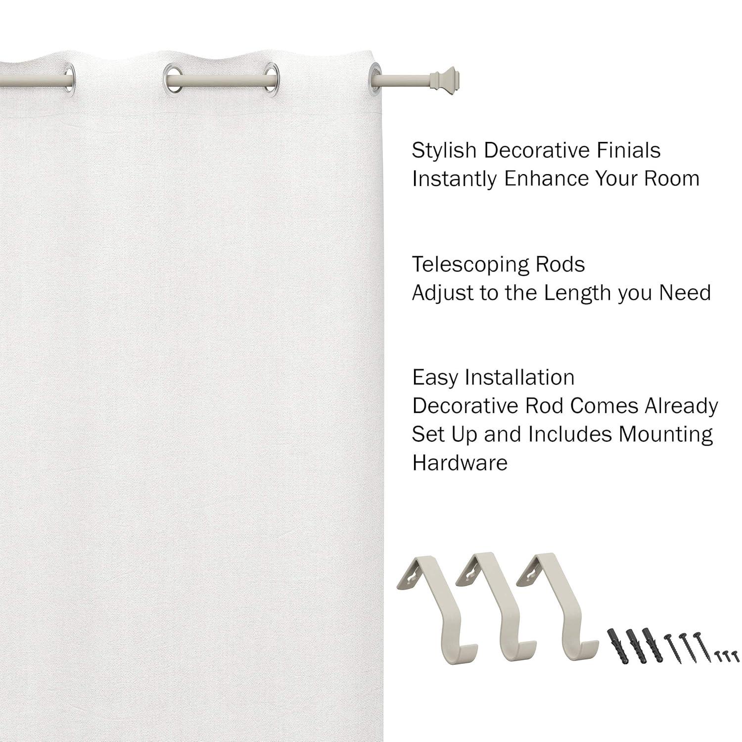 Lavish Home Decorative Modern Square Finials & Hardware- For Home Decor in Bedroom, Living Room & Kitchen- 66-120-Inch (Gray)