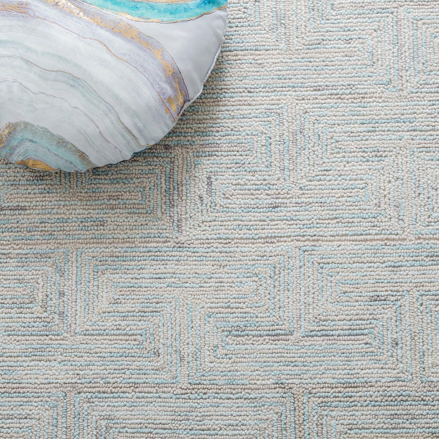 Ikat IKT101 Hand Tufted Area Rug - Teal/Grey - 6'x9' - Safavieh