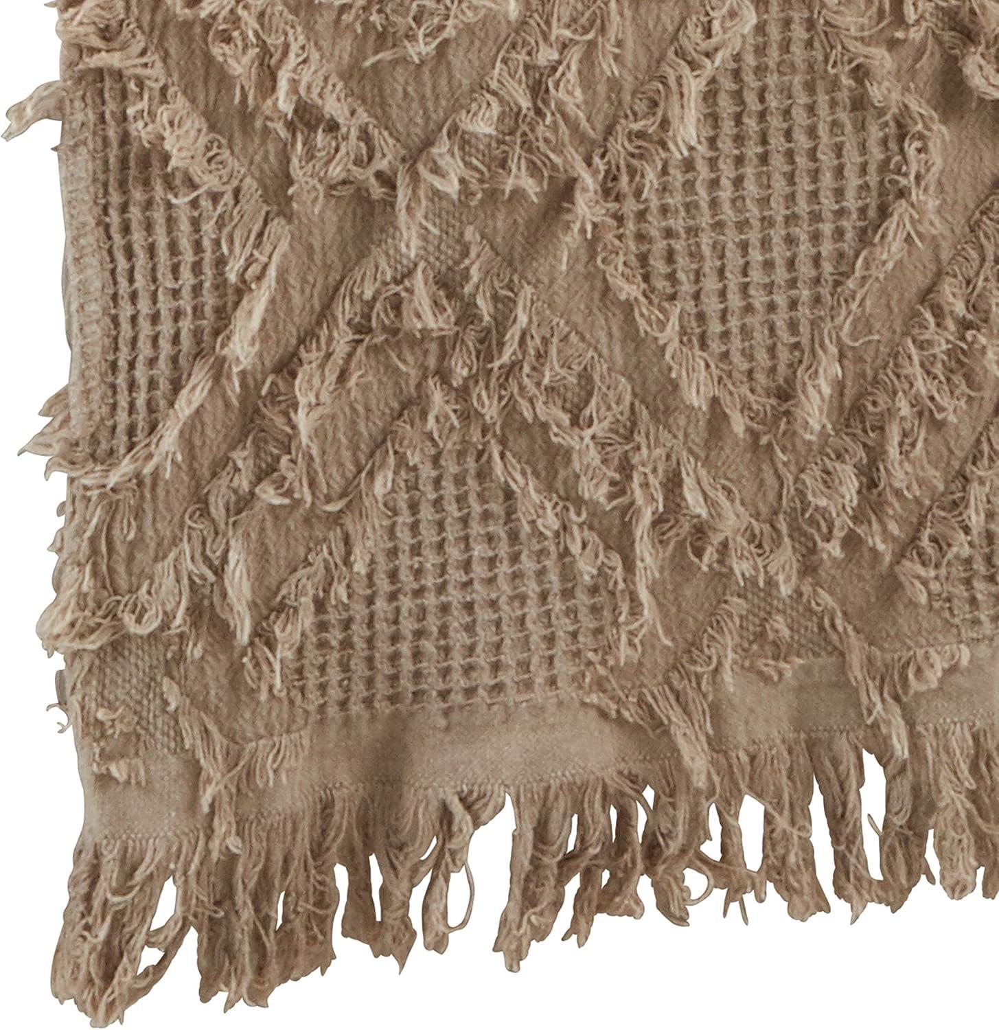 Saro Lifestyle Fringe Waffle Weave Table Runner