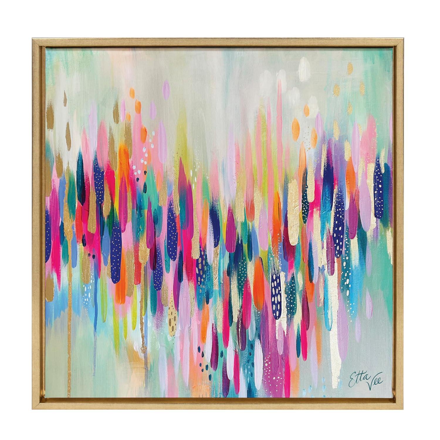 Kate & Laurel All Things Decor 22"x22" Sylvie Brushstroke 154 Framed Wall Art by EttaVee Bright Gold Modern Abstract Colorful Fun Wall Art