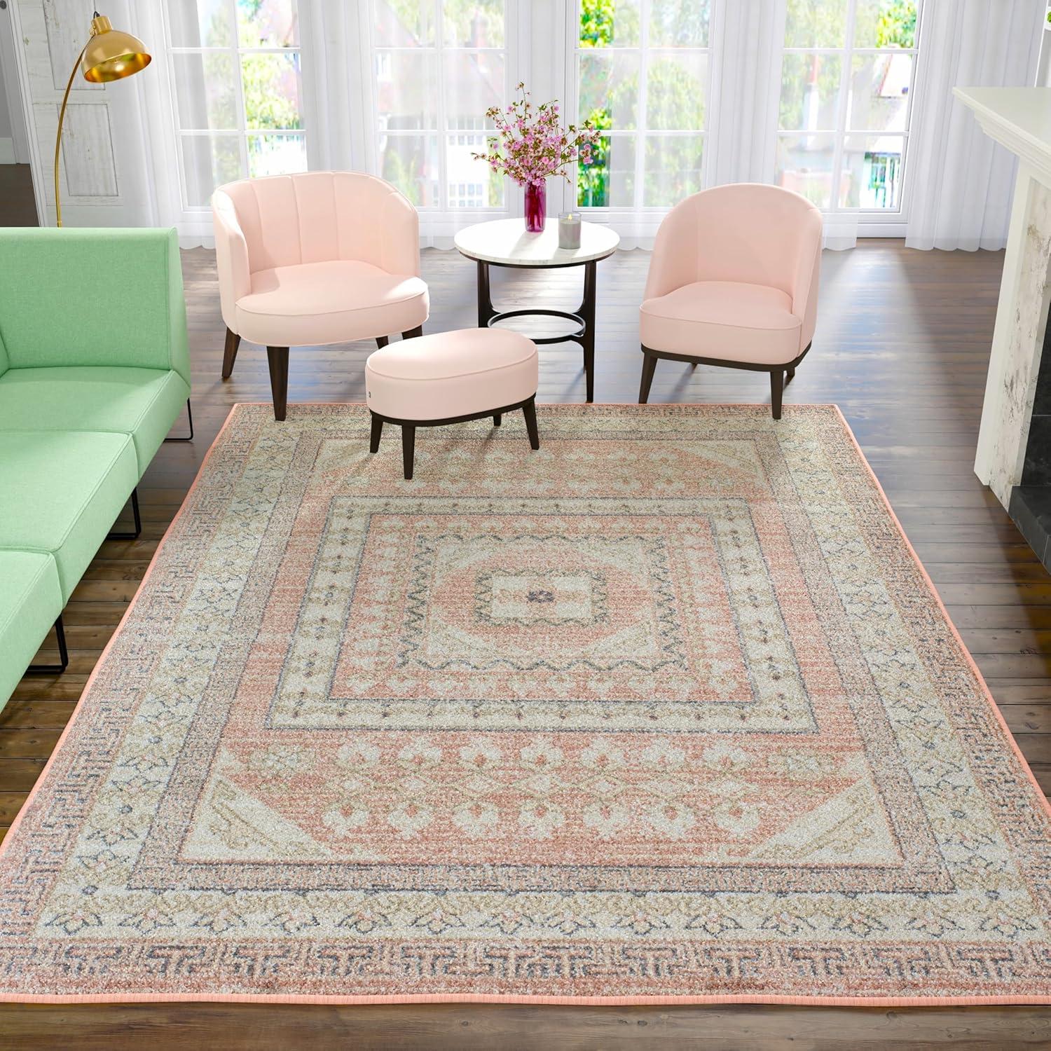 Rugs America Harper Pink Transitional Vintage Area Rug