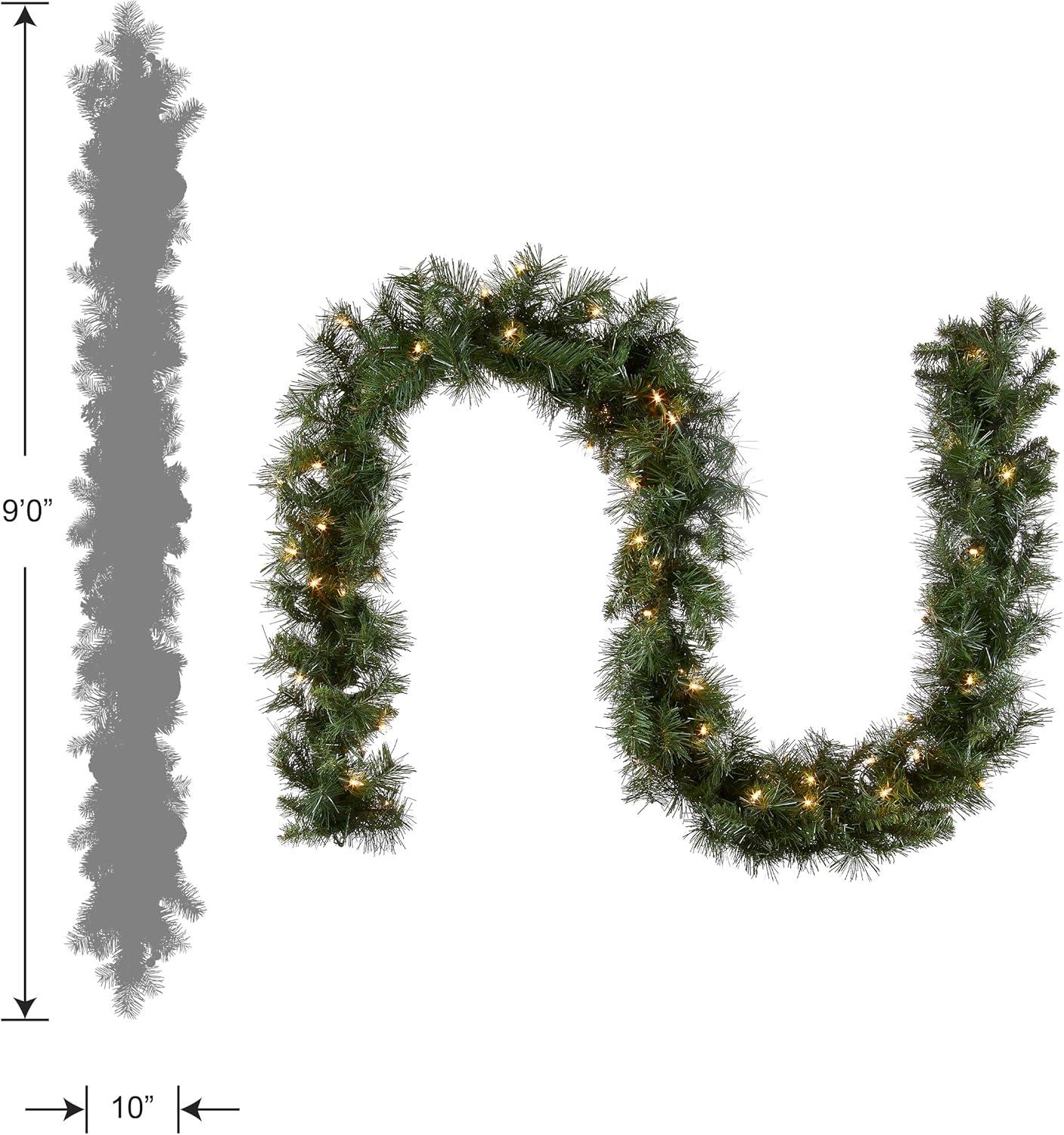 National Tree Company Pre-Lit Artificial Christmas Garland, Green, Winchester Pine, White Lights, Plug In, Christmas Collection, 9 Feet