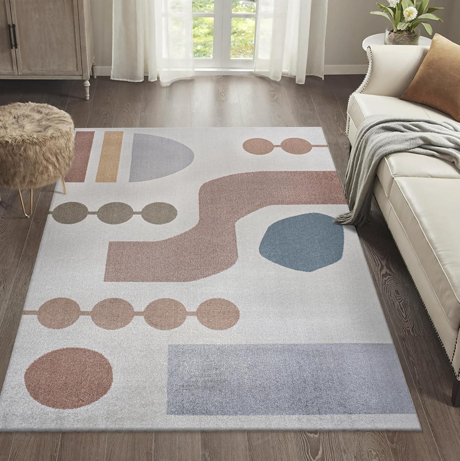 JONATHAN Y Riley Abstract Coastal Kids & Novelty Machine-Washable Area Rug