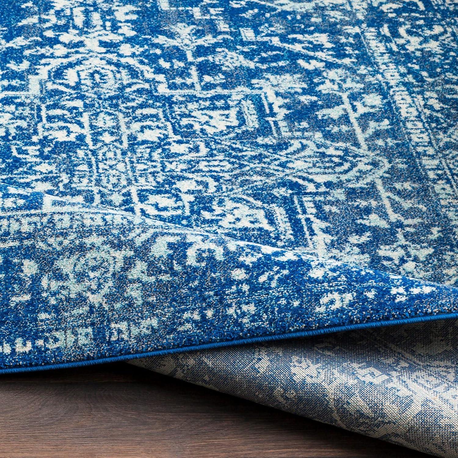 Livabliss 7'10"x10'3" Worsham Traditional Rug Dark Blue: Stain & Fade-Resistant, Medium Pile, Indoor Use