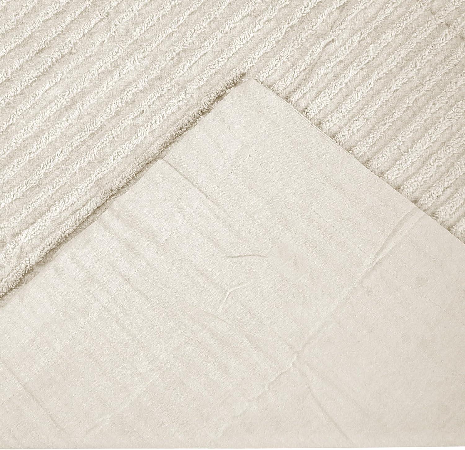 Better Trends Jullian Collection 100% Cotton Tufted Pillow Sham with Stripe Pattern Machine Washable Pillow Cover