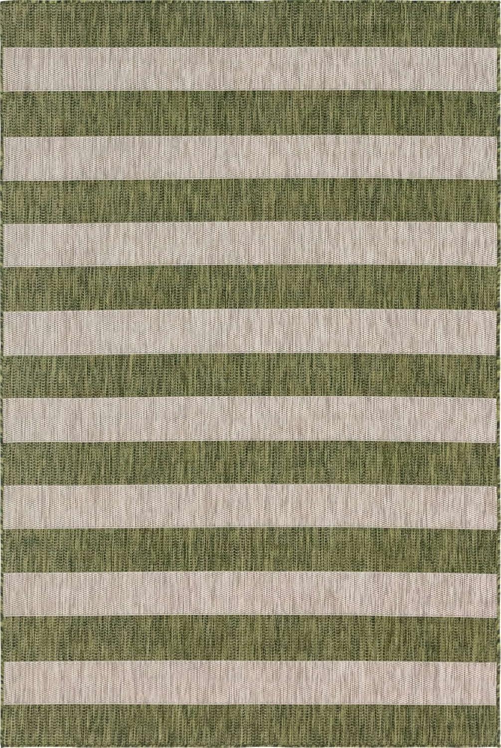 Unique Loom Outdoor Striped Distressed Stripe Striped Woven Area Rug