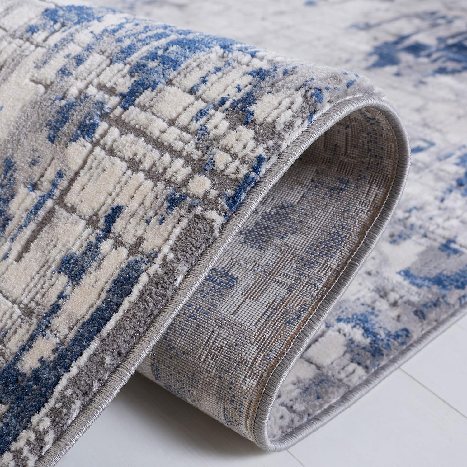 SAFAVIEH Meadow Bairre Abstract Area Rug, Ivory Grey/Blue, 6'7" x 9'