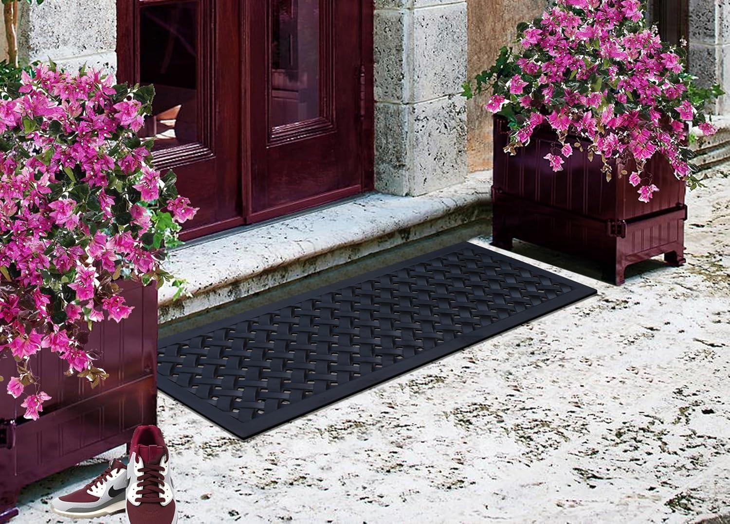 A1HC Outdoor Floor Mat, Natural Rubber, 18" x48”, Ideal for Outside entryway,Dirt Shoe Scraper,Heavy Duty Door mat for Indoor Outdoor,Rug Mats for Entry,Patio, Welcome Mats