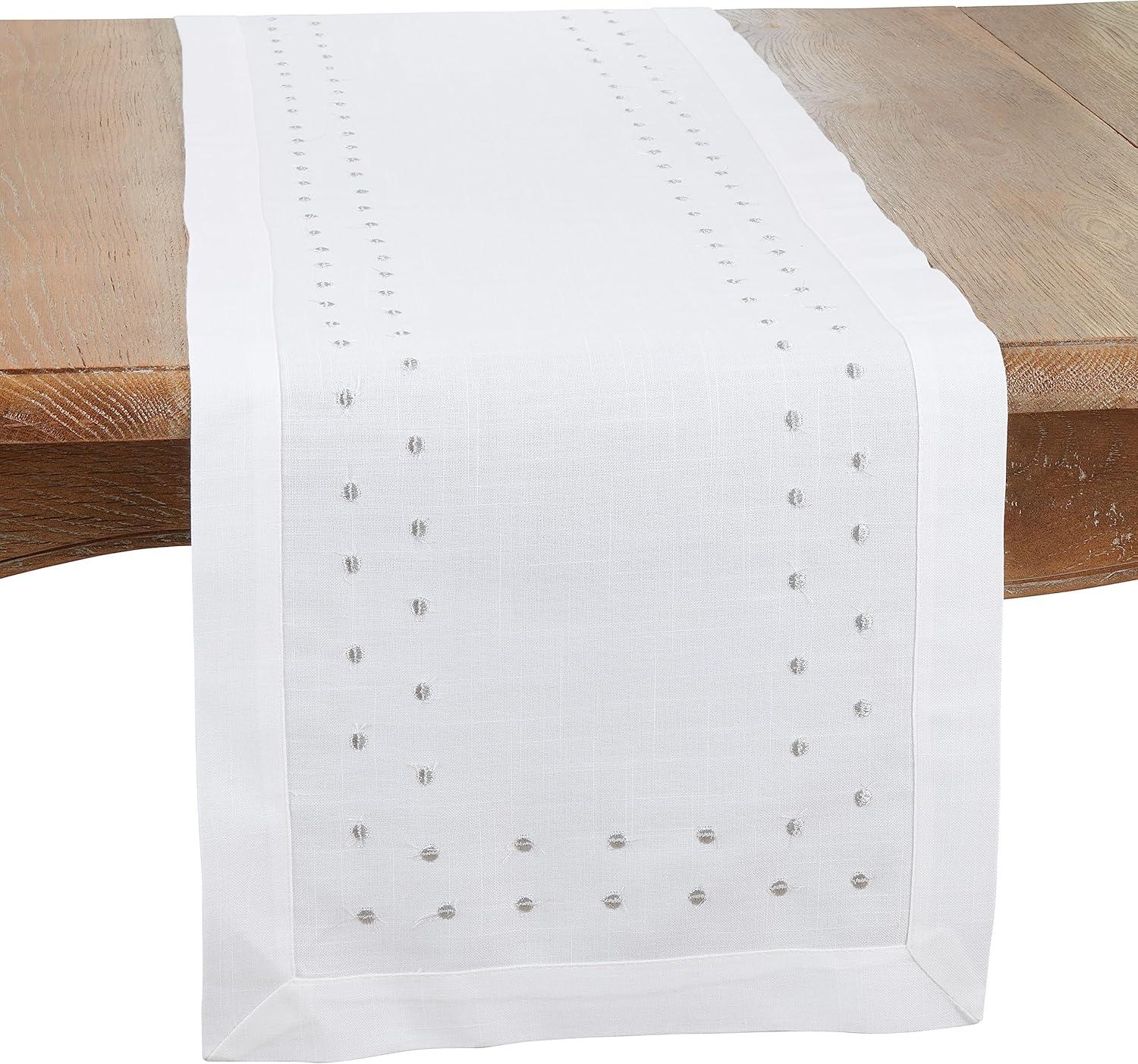 Saro Lifestyle Charming Polka Dot Table Runner with Classic Design