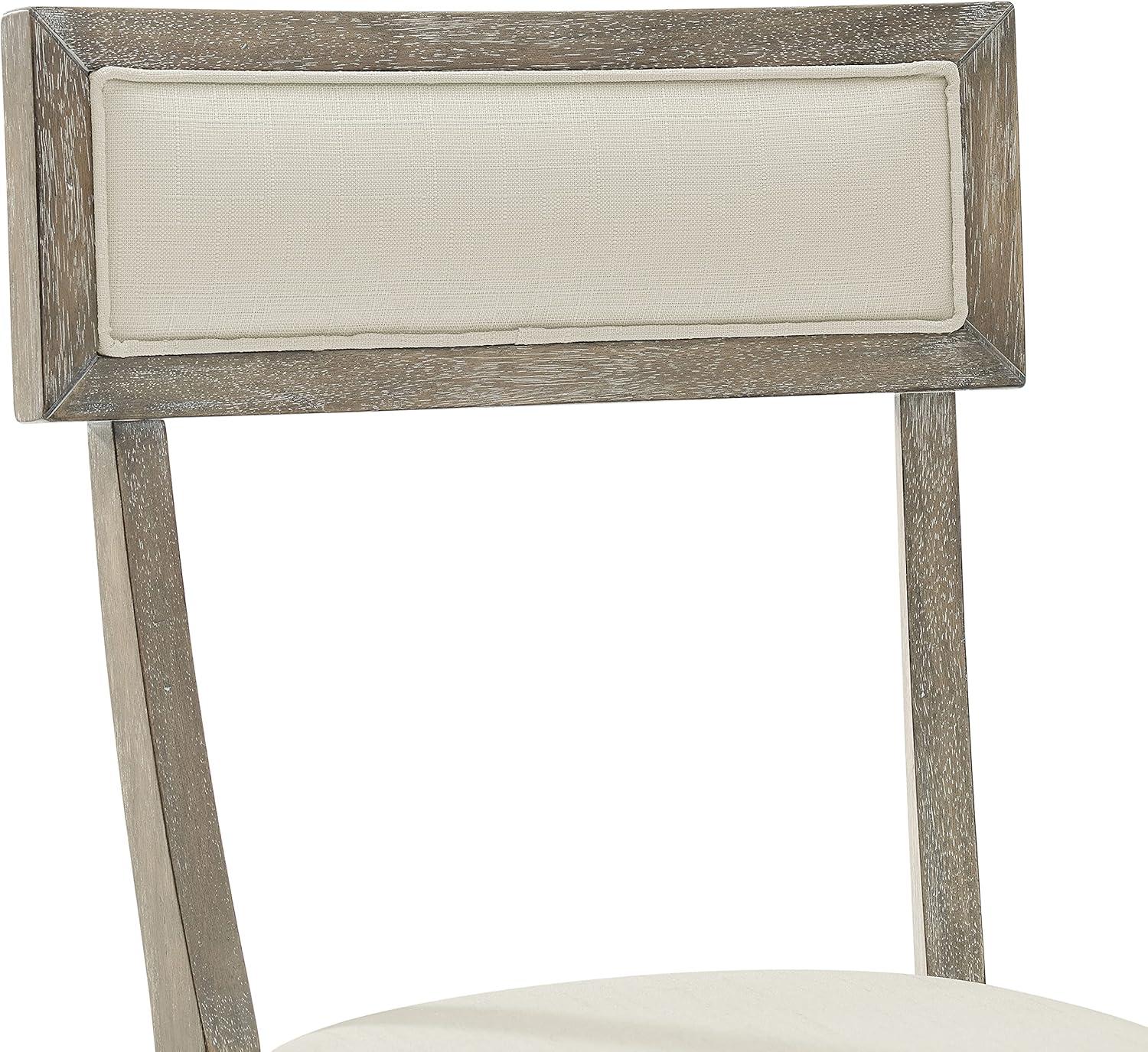 Alessia Rustic Graywash Upholstered Linen Arm Chair