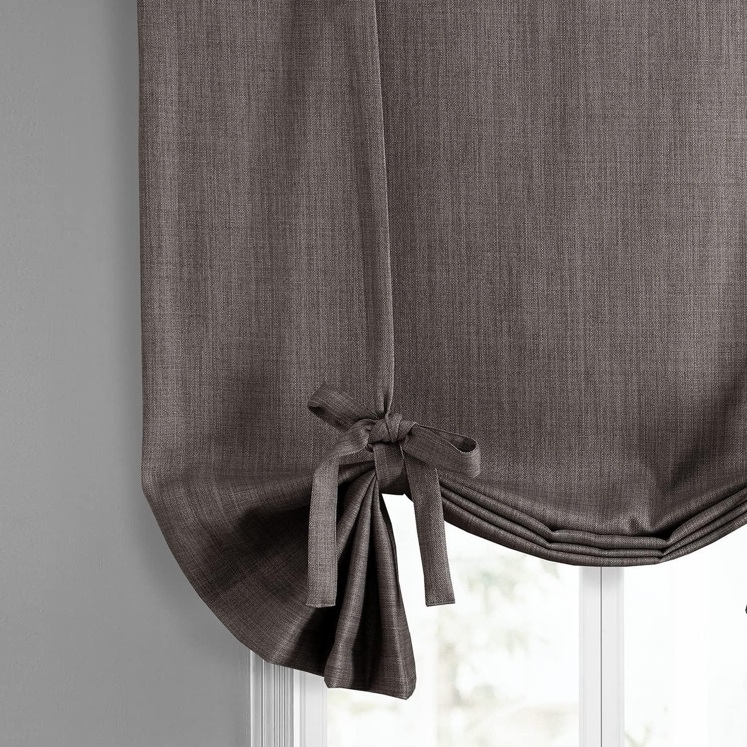 Exclusive Fabrics  Faux Linen Room Darkening Tie-Up Window Shade (1 Panel) 46 X 63 - Mink