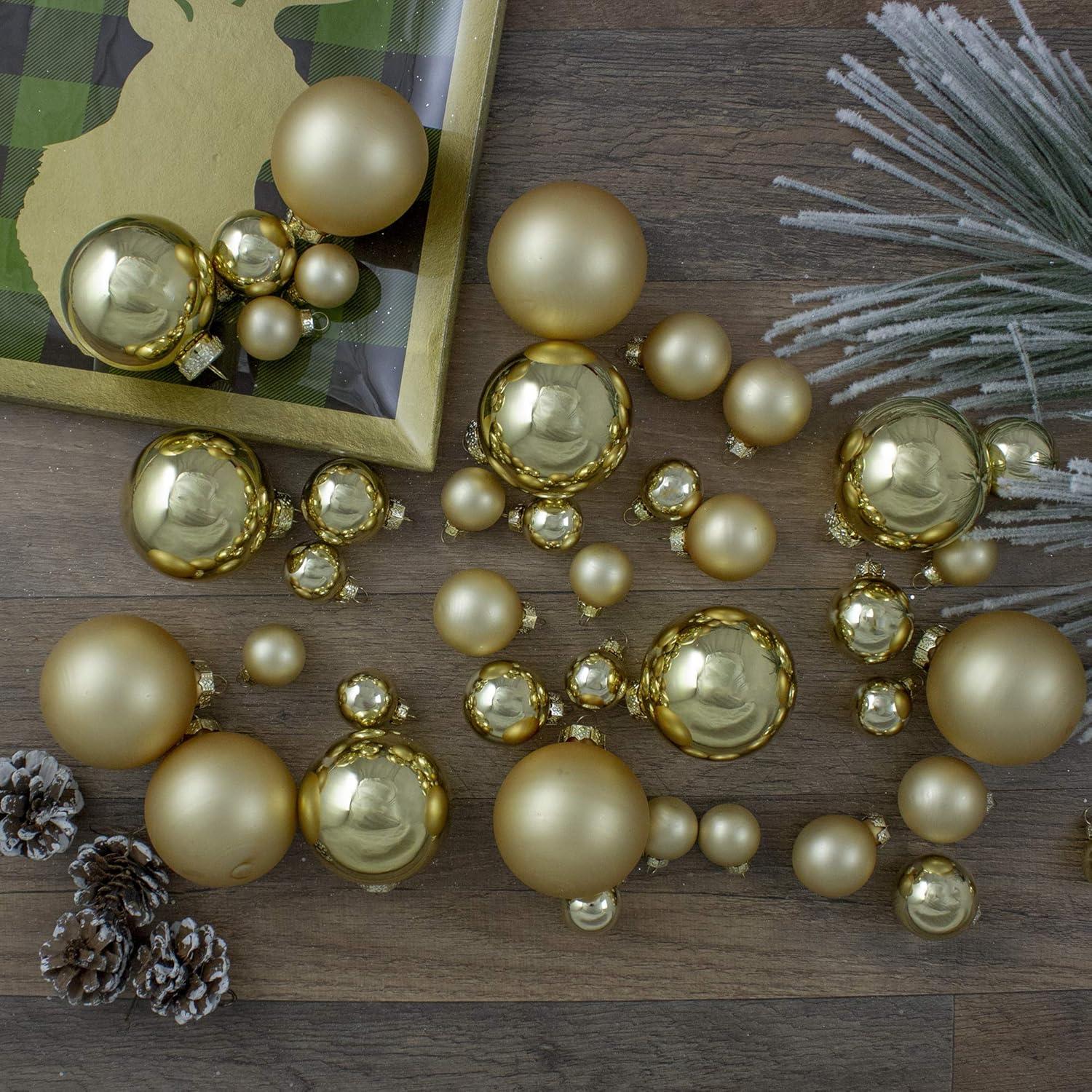 Northlight 40ct Gold Glass 2-Finish Christmas Ball Ornaments 2.5" (60mm)