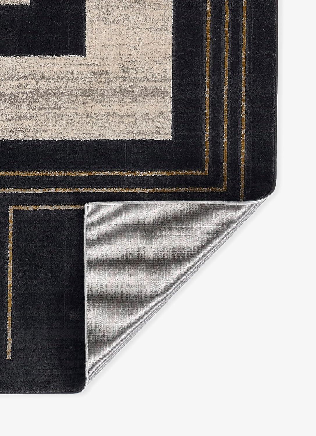 Momeni 2'2"x7'7" Edition Angular Machine Loomed Runner Rug Charcoal Gray: Geometric Polyester Indoor Low Pile Rug