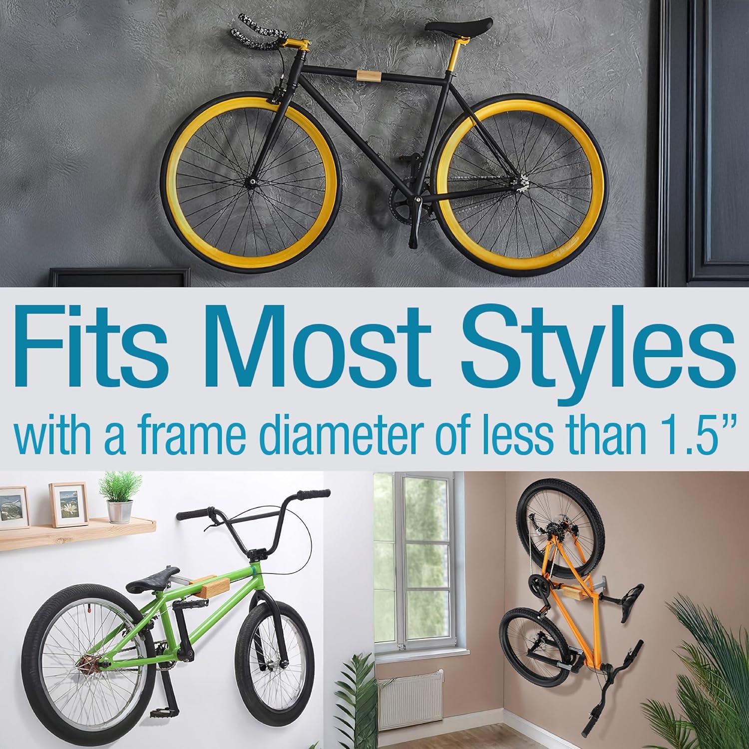 Impresa Bike Wall Mount for Stylish Modern Storage - Heavy-Duty Bike Rack for Vertical or Horizontal Hanging